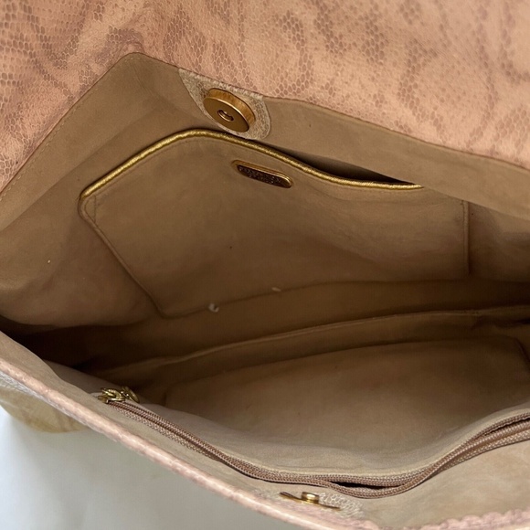 Vintage Carlo Fiori Italy Snakeskin Patchwork Leather Crossbody Bag Chunky Beads - Picture 8 of 10